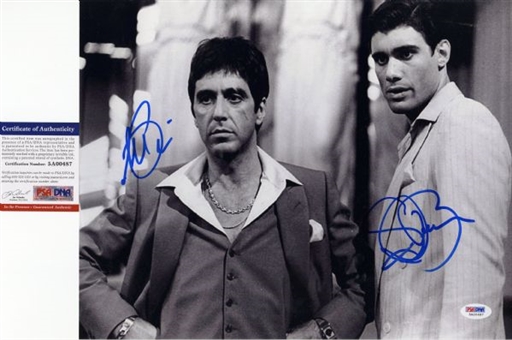 Al Pacino and Steven Bauer Dual-Signed 11x14 B&W Scarface Photo (PSA)